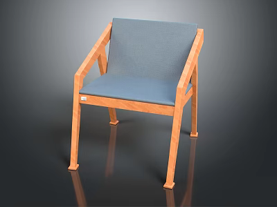 Modern Accent Chair With Wooden Frame Blue Cushion And Backrest 3d model