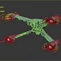 Blue Sci Fi Multi Legged Mechanical Structure With Engines And Metallic Texture