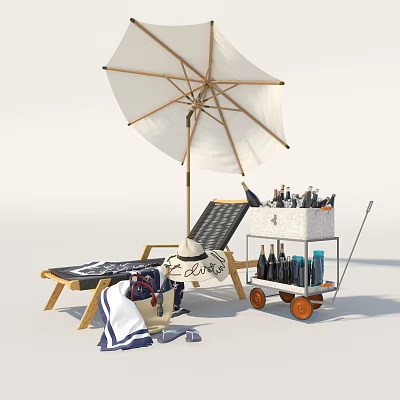 Modern Recliner Outdoor Parasol Recliner 3d model