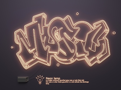 Neon advertising words graffiti luminous words 3d model