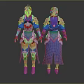Warrior Character Design With Blue Silver Armor Gold Accents Front And Back Views