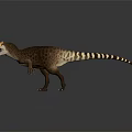 3D Rendered Dinosaur With Yellow Crest Brown Body Spots And Open Mouth Standing Pose