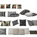 Decorative Throw Pillows With Various Patterns And Modern Living Room Styles 3d model
