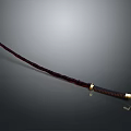 Traditional Japanese Katana With Long Sharp Blade And Red Black Wrapped Handle