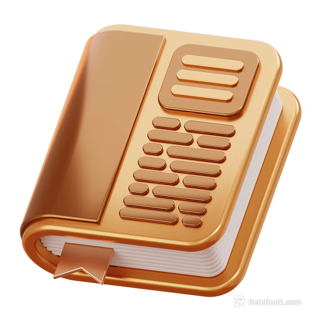 Elegant Golden Notebook With Hardcover Pages And Decorative Bookmark Design 3d model 