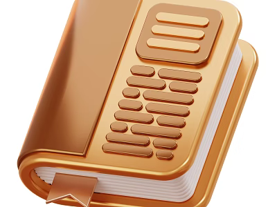 Elegant Golden Notebook With Hardcover Pages And Decorative Bookmark Design 3d model