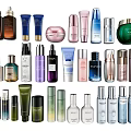 Assorted Perfume Bottles and Cosmetic Containers with Colorful Designs and Sizes for Beauty Skincare Products