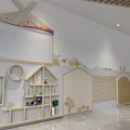Kindergarten Interior With Creative Wall Design Shelves And Educational Toys For Children