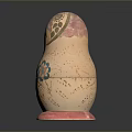 Traditional Russian Matryoshka Doll With Hand Painted Floral Patterns And Pink Base