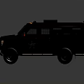 Black Armored Vehicle With Robust Design Roof Mounted Equipment And Star Emblem