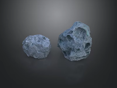 Two Gray Decorative Rockery Stones With Natural Hole Patterns For Garden Landscaping 3d model