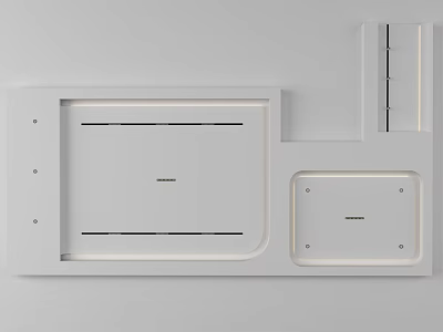 Modern Gray Ceiling Design With Geometric Lines And Embedded Structures 3d model
