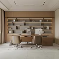 Modern Minimalist Executive Office With Wooden Desks Ergonomic Chairs And Elegant Comfortable Guest Space