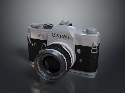 Vintage Canon Film Camera With Classic Lens And Retro Body Design 3d model