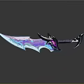 Fantasy Glowing Sword with Colorful Blue Purple Blade and Decorative Hilt Shiny Surface