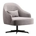 Light Brown Leather Accent Chair With Pillow Armrest And Swivel Base