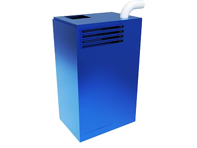 Blue Vertical Home Appliance With White Exhaust Pipe And Ventilation Slots 3d model