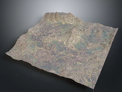 Scenic Topographic Terrain Model With Rolling Mountains And Natural Earth Tones 3d model