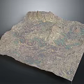 Scenic Topographic Terrain Model With Rolling Mountains And Natural Earth Tones