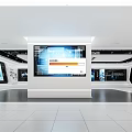 Modern High Tech Exhibition Hall With Large Digital Screens And Spacious Interior