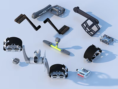 Assorted Mechanical Components Including Metal And Plastic Parts In Various Shapes 3d model