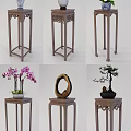 Traditional Chinese Flower Stand Carved Design Displaying Orchid Bonsai And Decorative Ring