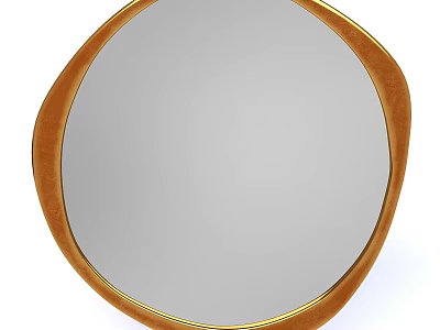 Round Mirror with Orange Frame and Irregular Edge Design for Home Decor 3d model