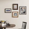 Abstract Paintings Framed On Wall In Modern Interior With Decorative Elements 3d model