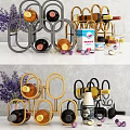 Modern Metal Wine Rack Design With Wine Bottles Glasses And Decorative Accents
