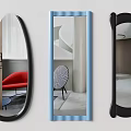 Decorative Wall Mirrors With Various Shapes Black Blue Frames And Interior Reflections 3d model