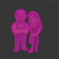 Friendly Cartoon Cleaning Characters With Male In Blue Overalls And Female Holding Broom