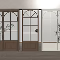 Stylish Sliding Doors With Arched Glass Panels Wooden And White Colors Modern Interior Design