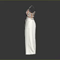 Women's Plaid Camisole And White Wide Leg Pants Casual Clothing Set