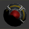 Military Missile Weapon With Red Tip Yellow Rings And Gray Cylindrical Body Design