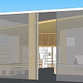 Modern Specialty Store Interior With Open Space Wooden Ceiling And Display Shelves