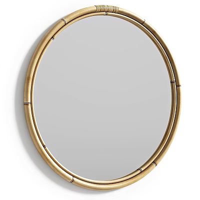 Circular Wall Mounted Mirror With Gold Metal Frame And Modern Design 3d model