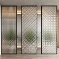 Modern partition carved glass partition screen 3d model