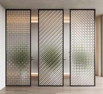 Modern partition carved glass partition screen 3d model