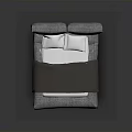 Modern Gray Bed Mattress With White Pillows And Gray Blanket Design 3d model
