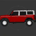 Red Off Road Vehicle With White Roof Rack And Large White Wheels