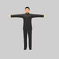 Man in Black Zhongshan Suit With Arms Outstretched on Gray Background