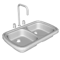 Stainless Steel Double Bowl Kitchen Sink With Modern Faucet For Home Kitchen