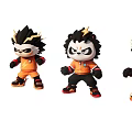 Game Movie Character Action Figures With Spiky Hair Fierce Expressions And Different Outfits