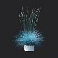 Blue Decorative Grass in White Ceramic Pot Against Black Background 3d model