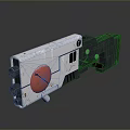 Futuristic Mechanical Weapon With White Black Body And Red Circular Component