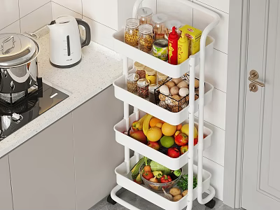 Kitchen Rolling Storage Shelf With Multiple Layers For Food Spices Fruits And Vegetables 3d model