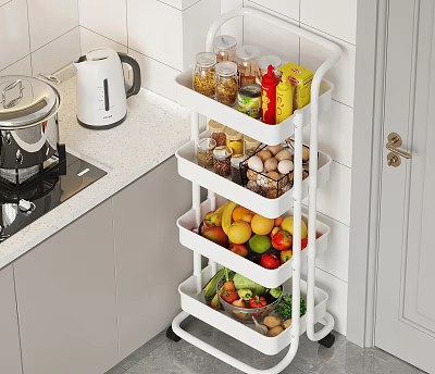 Kitchen Rolling Storage Shelf With Multiple Layers For Food Spices Fruits And Vegetables 3d model