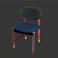 Modern Blue Upholstered Chair With Black Wooden Legs And Gold Accents