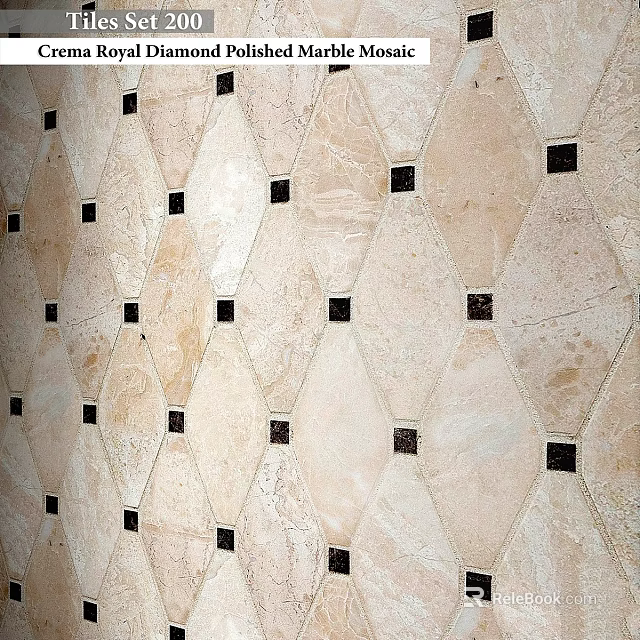 Beige Diamond Shaped Tile Wall With Small Black Square Accents 3d model 