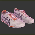 Classic White Shoes With Orange Laces Black Side Stripes And Red Trim